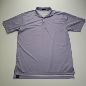 Turtleson Mens Performance Polo Shirt Purple White Micro Check Stretch Large